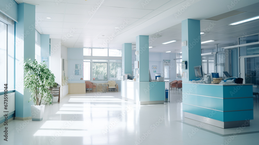 Hospital hallway, reception area on clinic. Hospital hallway, reception area on clinic.