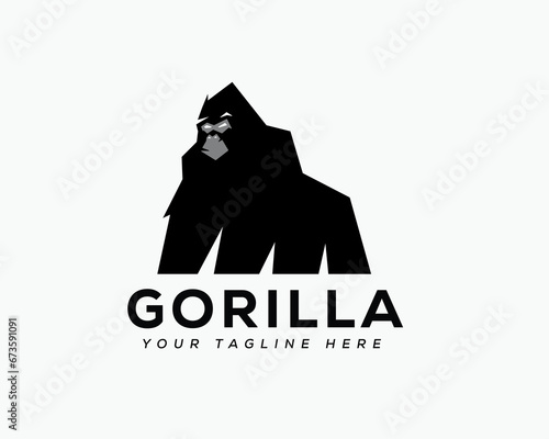 simple abstract silhouette king kong gorilla art logo design template illustration inspiration