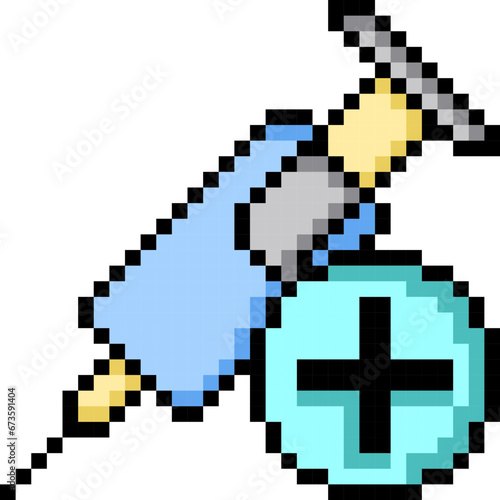 Syringe, Vaccine, Pixelart, Add, Medical Collection Set. 