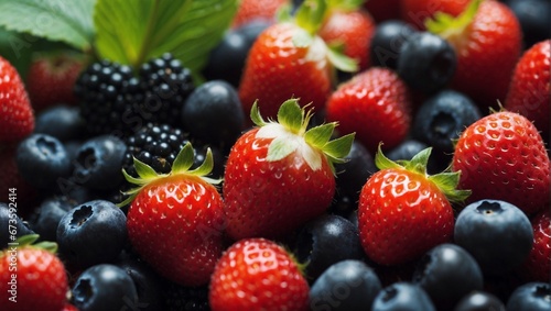 strawberries and blueberries. Generative AI 