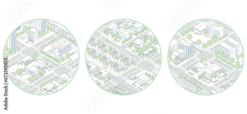 街並みの立体図. 都市の景観. 