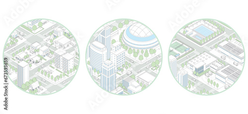 街並みの立体図. 都市の景観. 