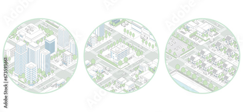 街並みの立体図. 都市の景観. 