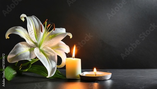 Graceful Farewell  Candlelit Lily in Mourning