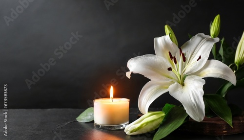 Sacred Remembrance: White Lily and Burning Candle