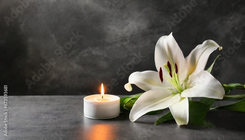 Quiet Elegance: Memorial Lily in Candle Glow