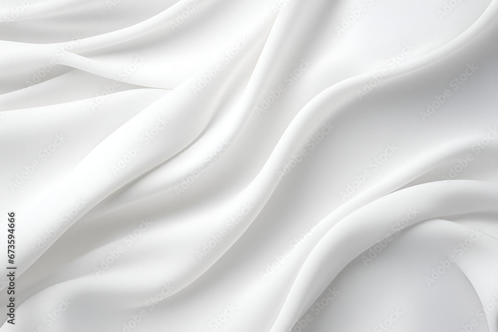 white fabric lies in soft waves as a background, top view. material. white fabric lies in soft waves as a background, top view. material.