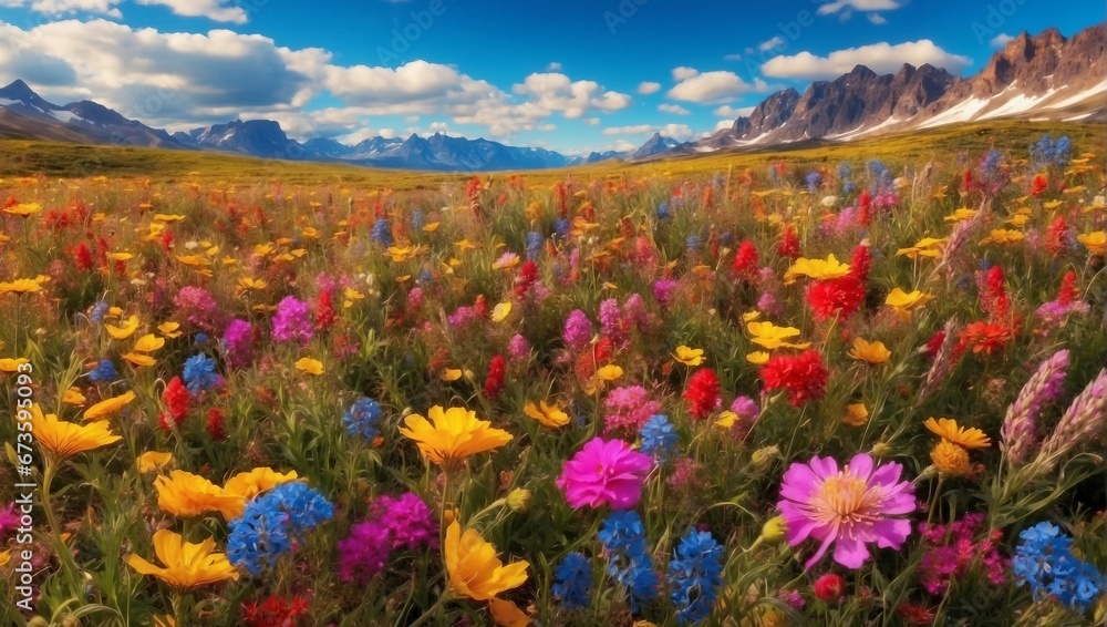 Summer Meadow: Blooming Flowers and Sunny Scenic Landscape
Summer Meadow: Blooming Flowers and Sunny Scenic Landscape