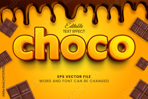 Chocolate 3d editable vector text effect. Choco text style