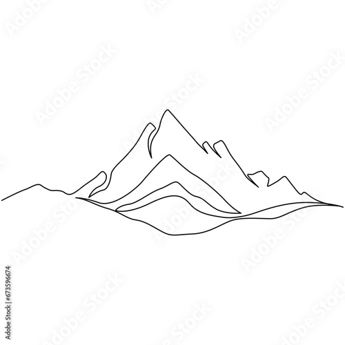 One continuous line drawing of mountain range landscape vol.1One continuous line drawing of mountain range landscape vol.19