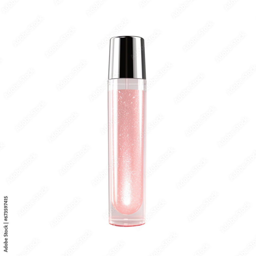 A tube of lip gloss, highlighting its shine. isolated on a transparent background. A tube of lip gloss, highlighting its shine. isolated on a transparent background.