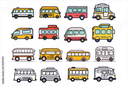School all element and buses vector bundle 