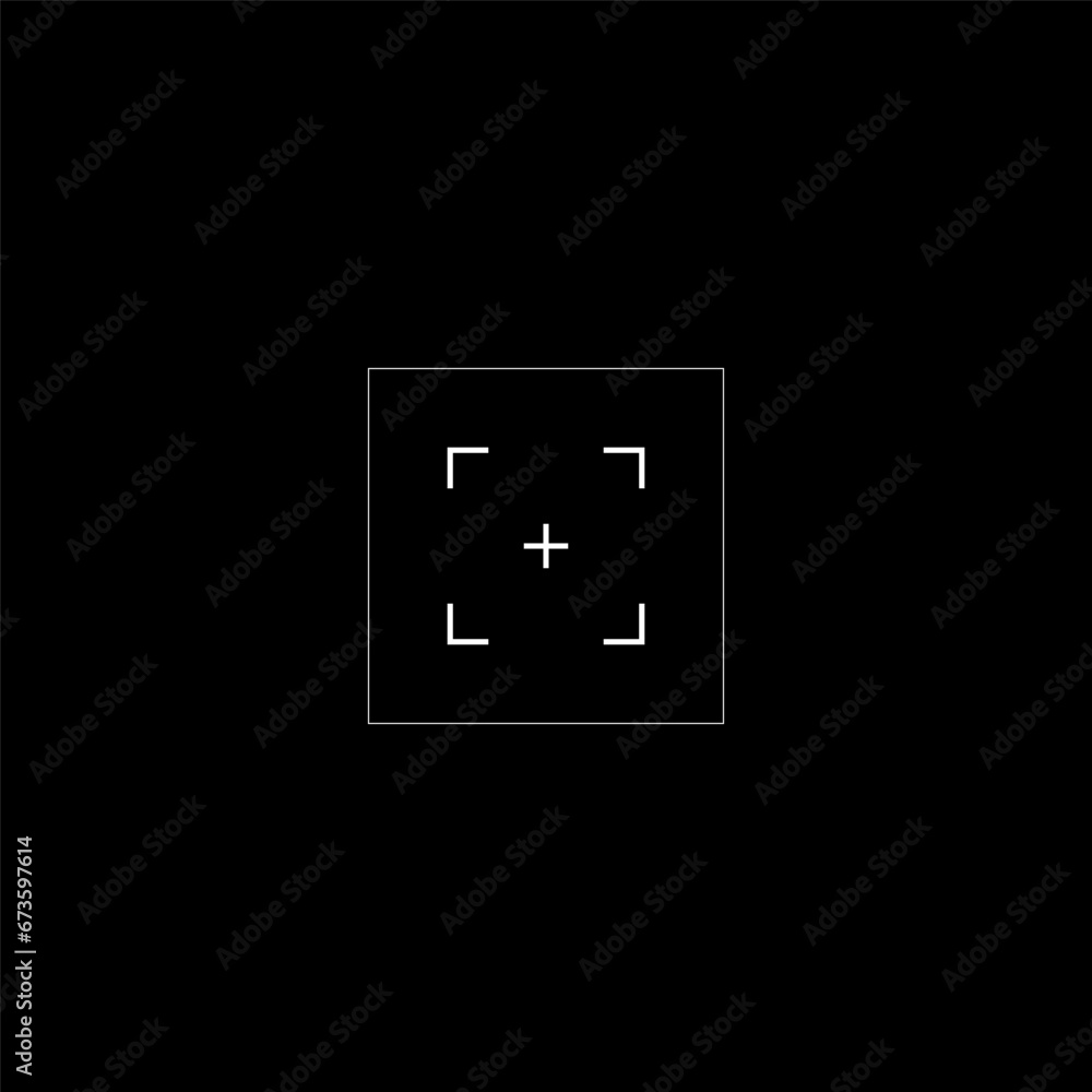 Cyberpunk style square target. Futuristic military GUI rectangle target, tech aim, HUD cross sight, reticle, cyberpunk aesthetics, futuristic interface. A vector cyber tech style design element. Cyberpunk style square target. Futuristic military GUI rectangle target, tech aim, HUD cross sight, reticle, cyberpunk aesthetics, futuristic interface. A vector cyber tech style design element.