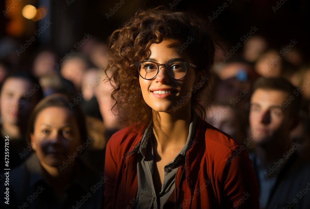 Obraz premium Smiling woman standing on street
