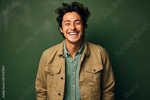 Cheerful young man smiling and looking at camera