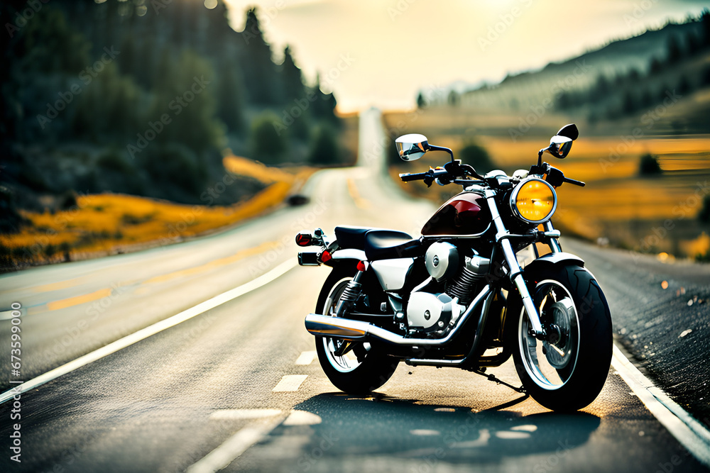 Fototapeta premium motorcycle on the road. Generative AI