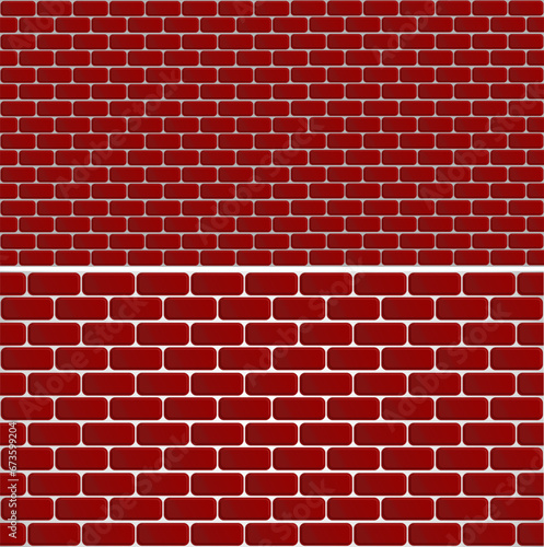 Brick wall pattern texture smooth without effects. Seamless vector brick wall background. Red bricks