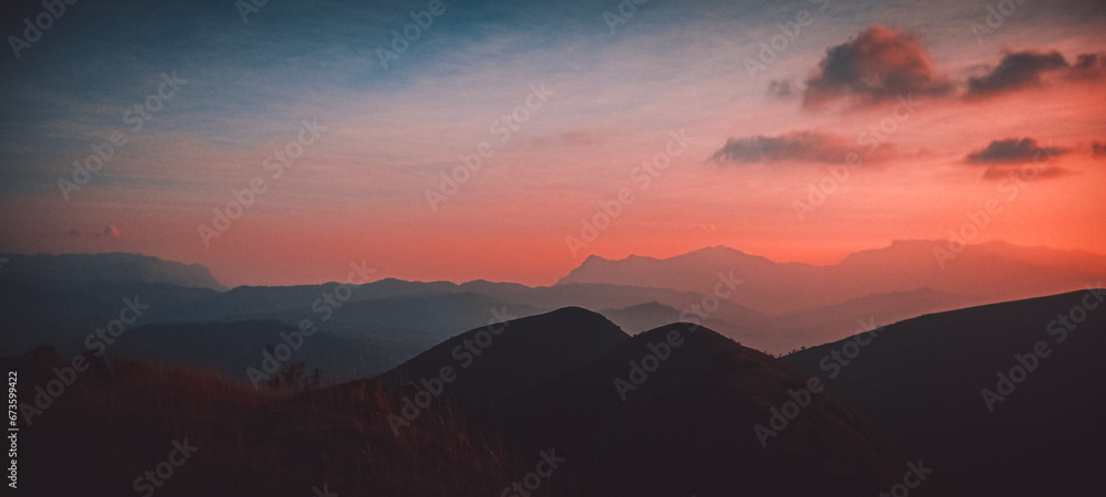 sunset in the mountains,landscape image,beautiful nature