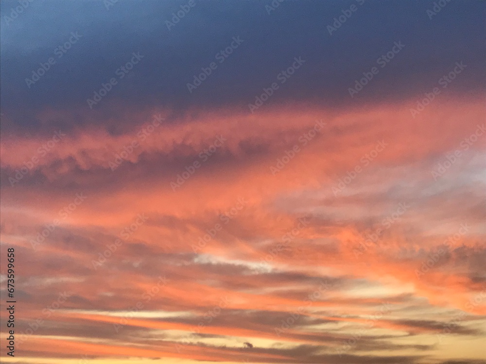 red sunset sky on a fine day in full frame shot