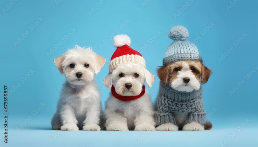 cat and dog wearing santa christmas sweater and knitted hat cat and dog wearing santa christmas sweater and knitted hat