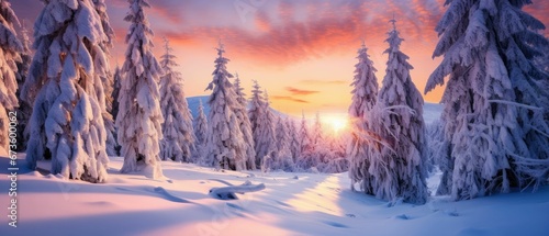 pine tree winter colorful wonderland 