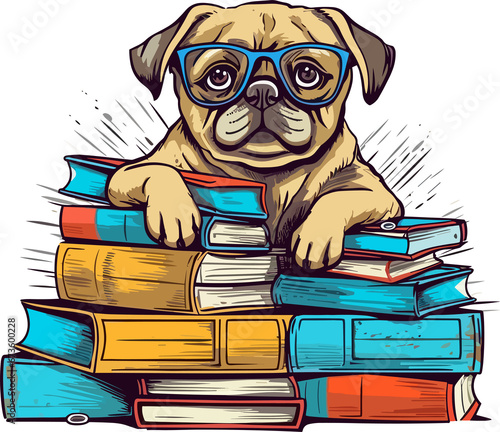  Dog With Book illustration