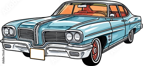 Pontiac Catalina Vintage Car Illustration ,Old Vintage Car Illustration