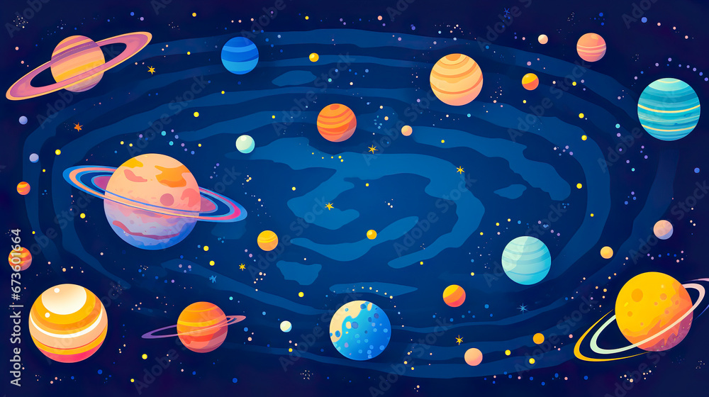 ポップな宇宙のイラスト背景 ポップな宇宙のイラスト背景