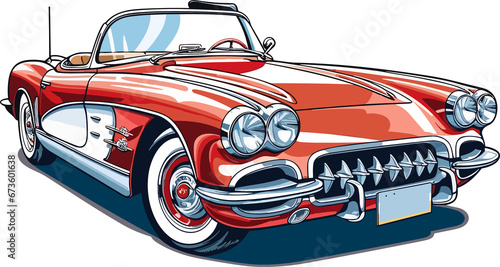 Photos Vintage Corvette Car Illustration ,Old Vintage Car Illustration