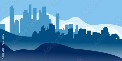 City landscape, view of a large metropolis. Vector, cartoon illustration. Vector.