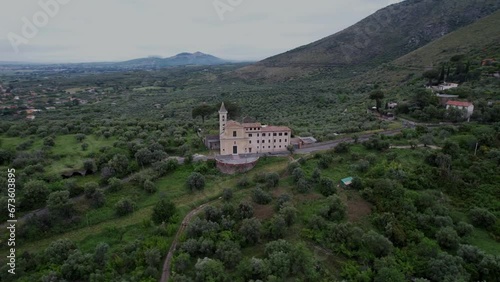 Shrine of our Lady of Quintiliolo church aerial orbit Tivilo, Italy photo