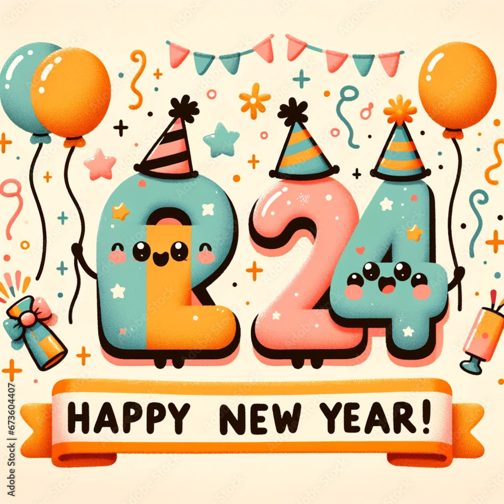 Naklejka premium new year Card 2024