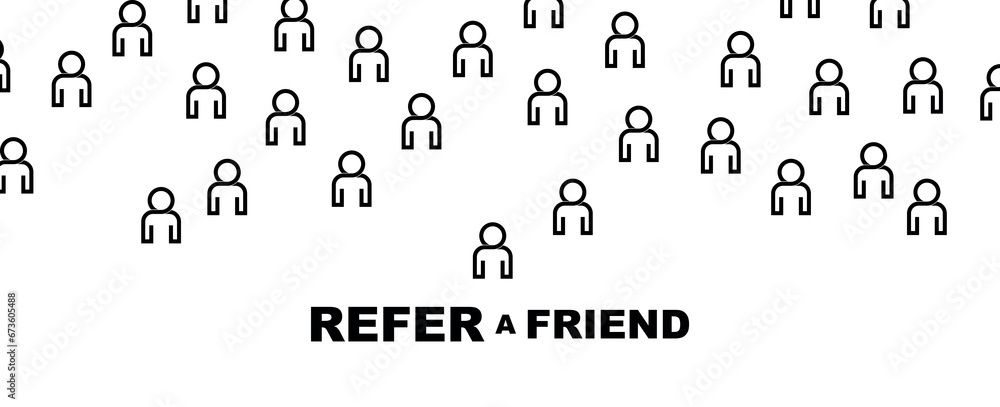 refer a friend sign on white background	 - obrazy, fototapety, plakaty 