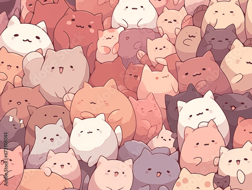 Seamless cute cats pattern illustration