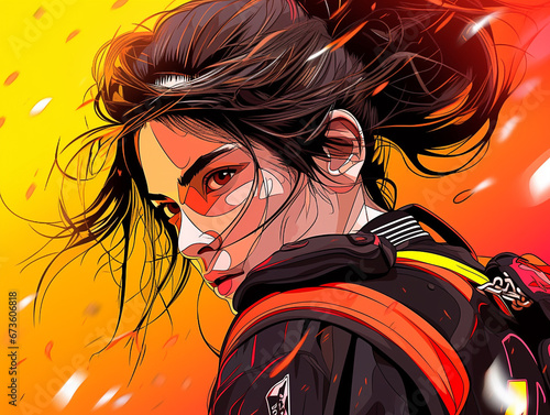 Woman softball player illustration