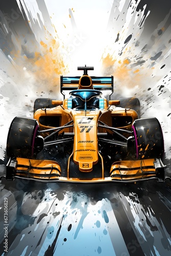 Formel Rennwagen Poster Wallpaper / Motorsport Hintergrundbild / Wandbild / Rennsport / Ai-Ki generiert © Chris