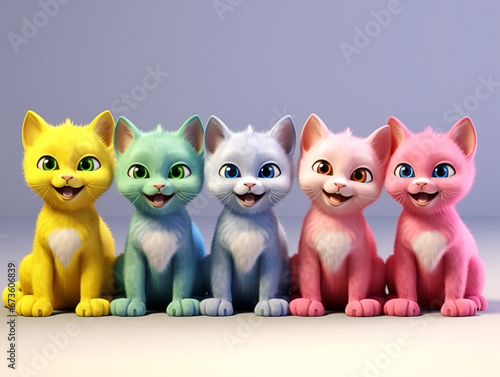 Colorful kittens isolated portrait