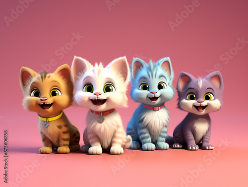 Colorful kittens isolated portrait