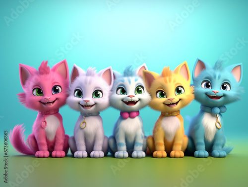 Colorful kittens isolated portrait