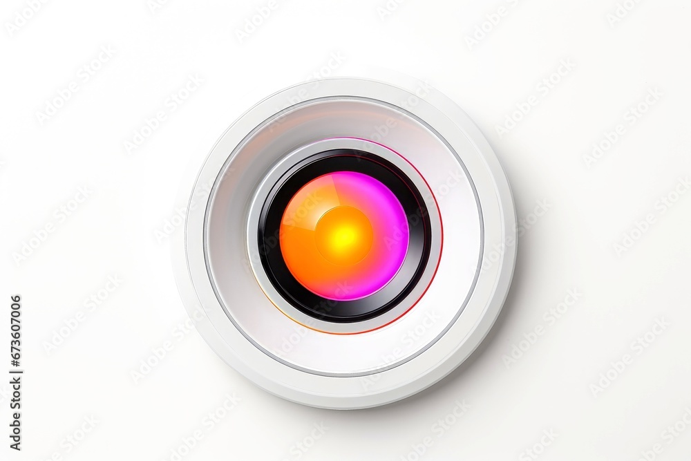 Abstract high tech multicolor button on white background