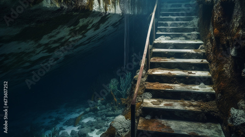 underwater staircase in tropical sea