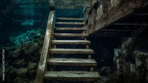 underwater stairs in sea