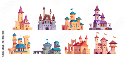 Fotótapéta Medieval castle icon vector cartoon kingdom set