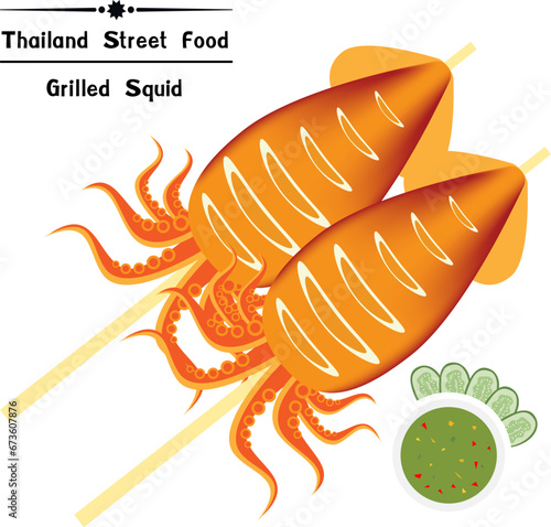 Thailand Street Food Grilled Squid