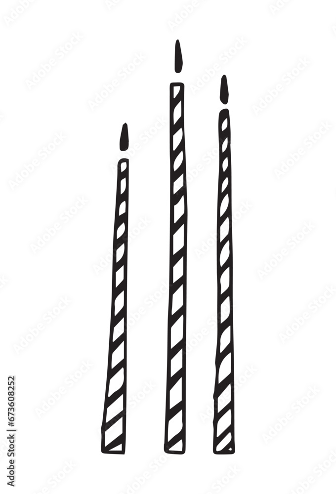 Birthday candles doodle design elements