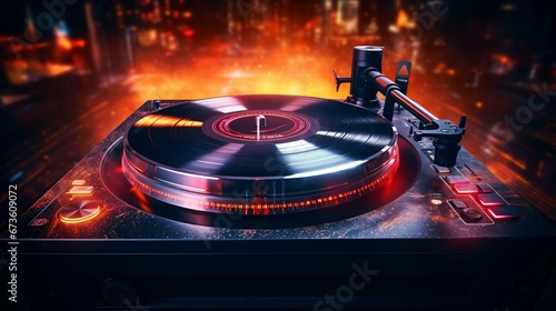 a record player with a record on it