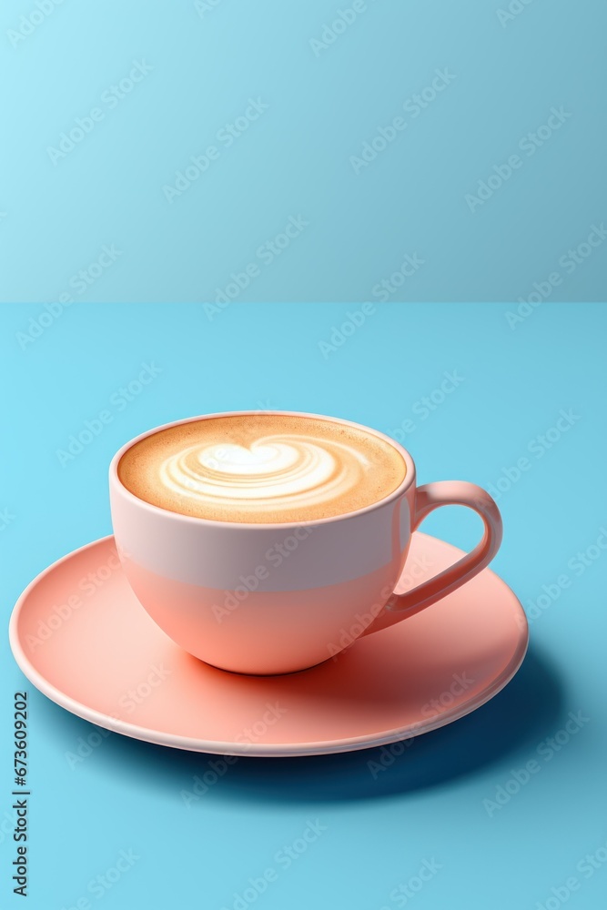 Pastel cup of coffee on blue and pink background Pastel cup of coffee on blue and pink background