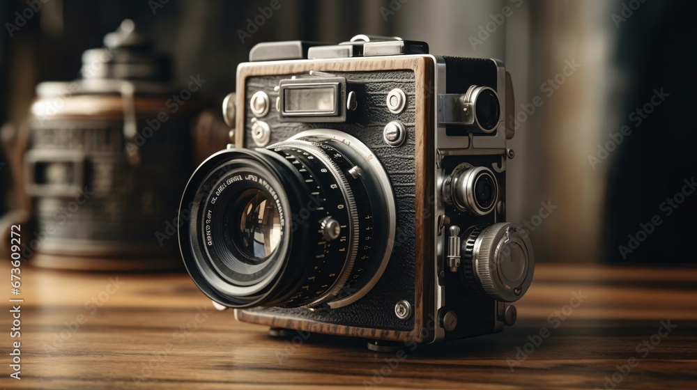 a black camera on a table