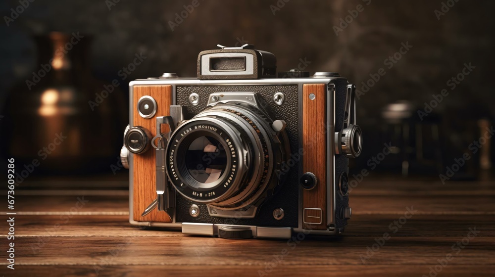 a camera on a table a camera on a table