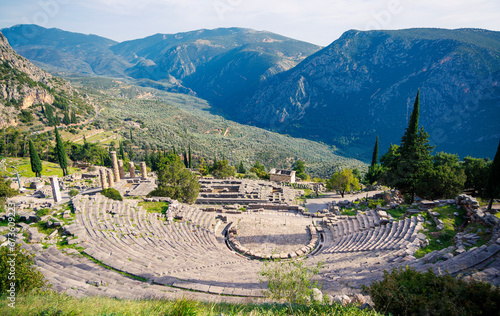 Ancient city of Delphi, ruins of the temple of Apollo, theatre and others ruins - Travel, tour tourism in Greece photo